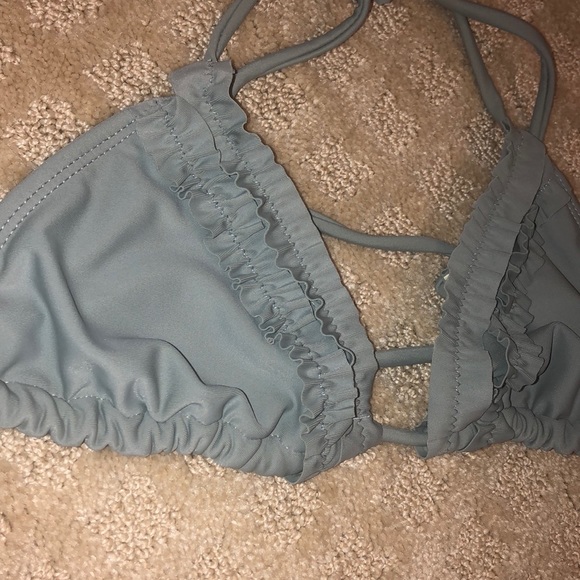 EUC pacsun la hearts khaki green ruffle bikini top - Picture 2 of 5